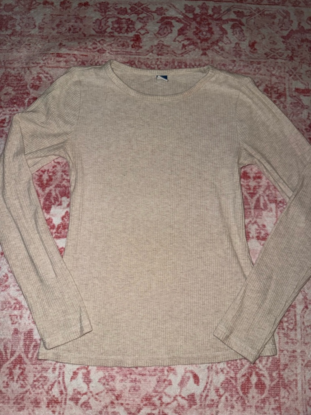 Old Navy Cream Ribbed Long Sleeve Top